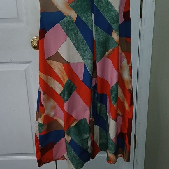 LUUKSE Boutique wide leg Multicolor Geometric Print Boho Jumpsuit Sz S NWOT - Picture 8 of 10